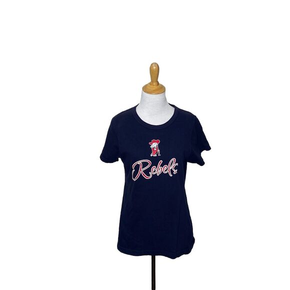 GFs Co.ed Ole Miss University Of Mississippi Rebels Navy Tee Tshirt XL Ladies - Picture 8 of 8